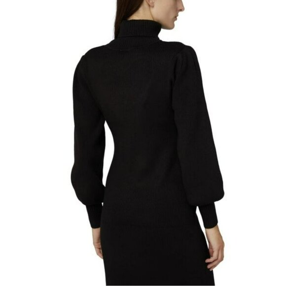 Farm Rio Black Ribbed Knit Heart Cutout Turtleneck Midi Dress Sz M NWT - Picture 3 of 8